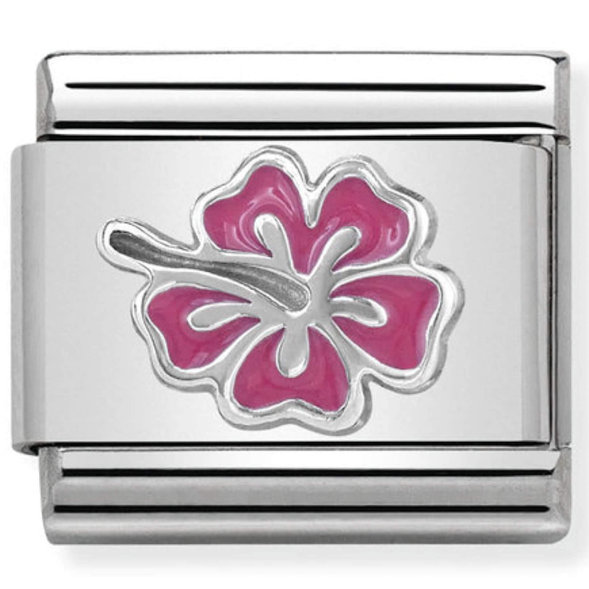 Nomination Silver Pink Hibiscus