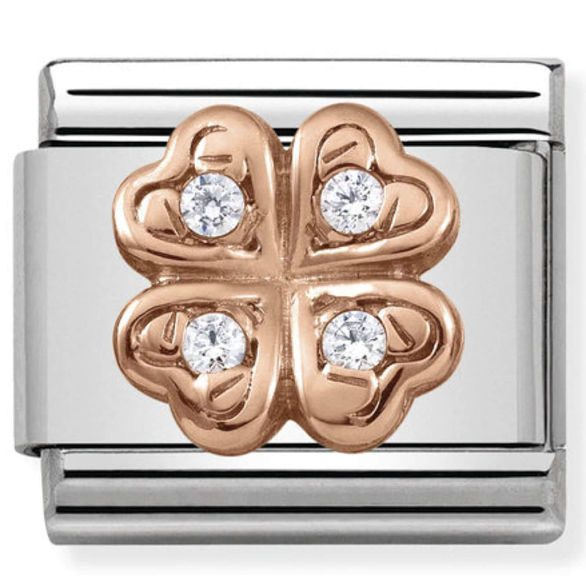 Nomination Rose Gold Four-Leaf Clover With White CZ