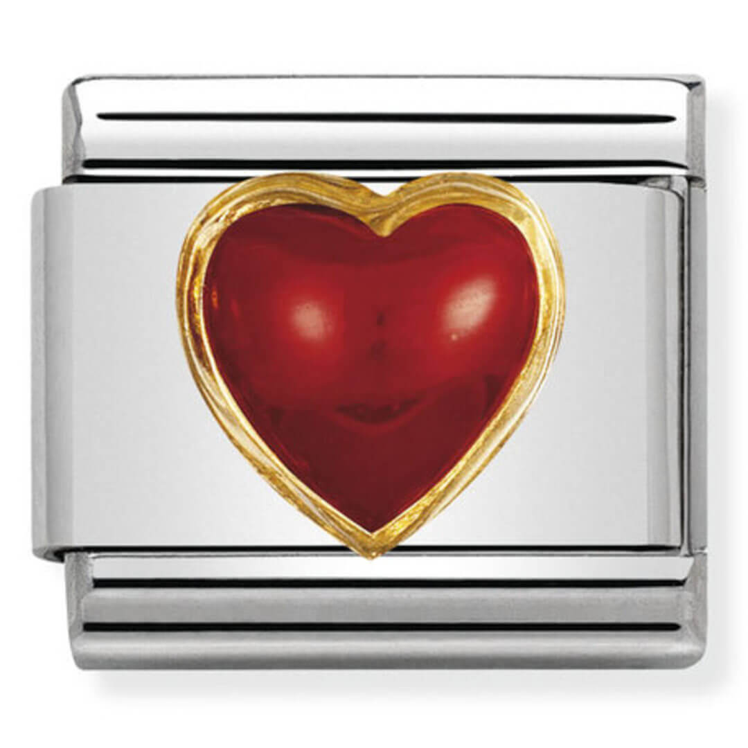 Nomination Gold Heart Red Coral