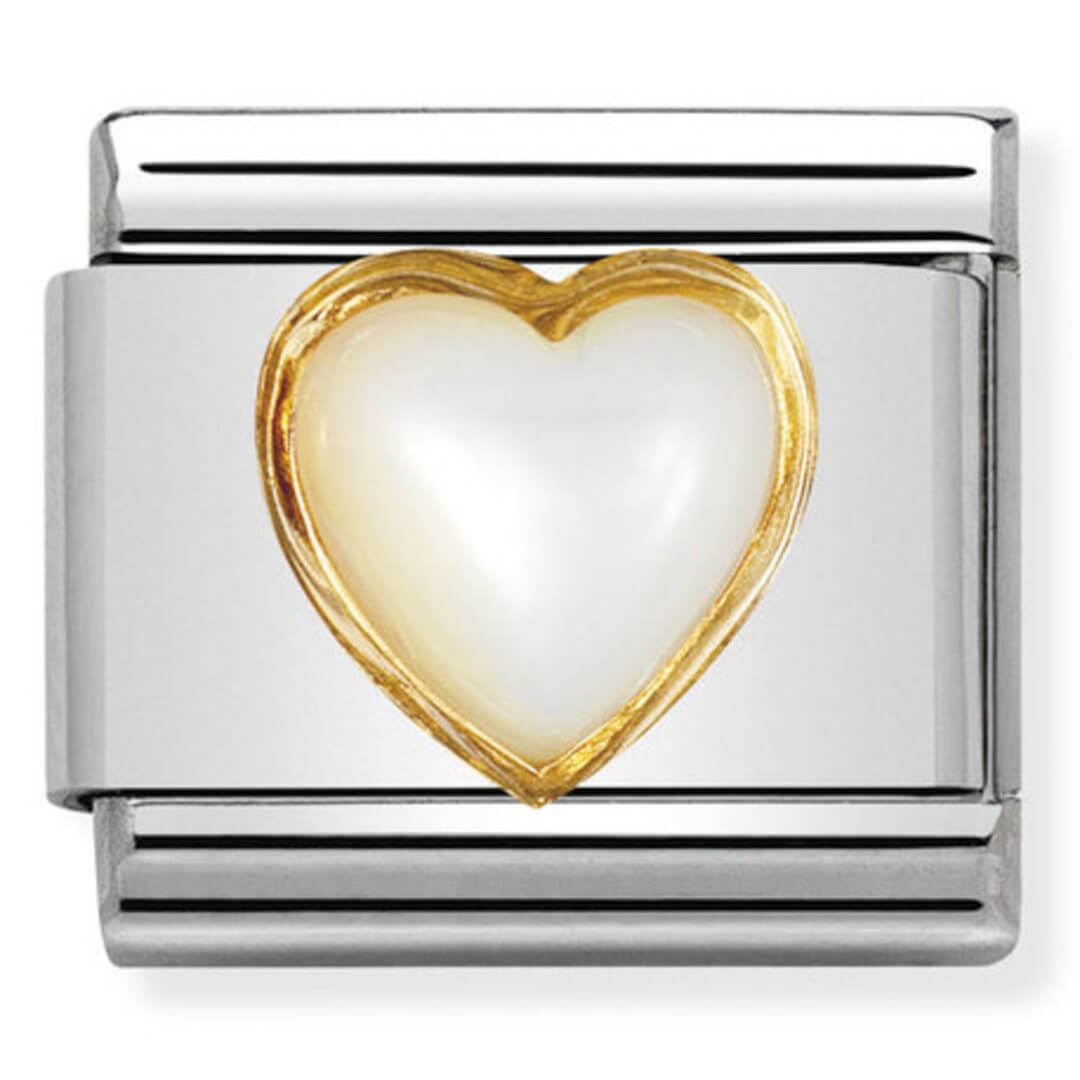 Nomination Gold Heart White Mother Of Pearl (Birthstone of June)