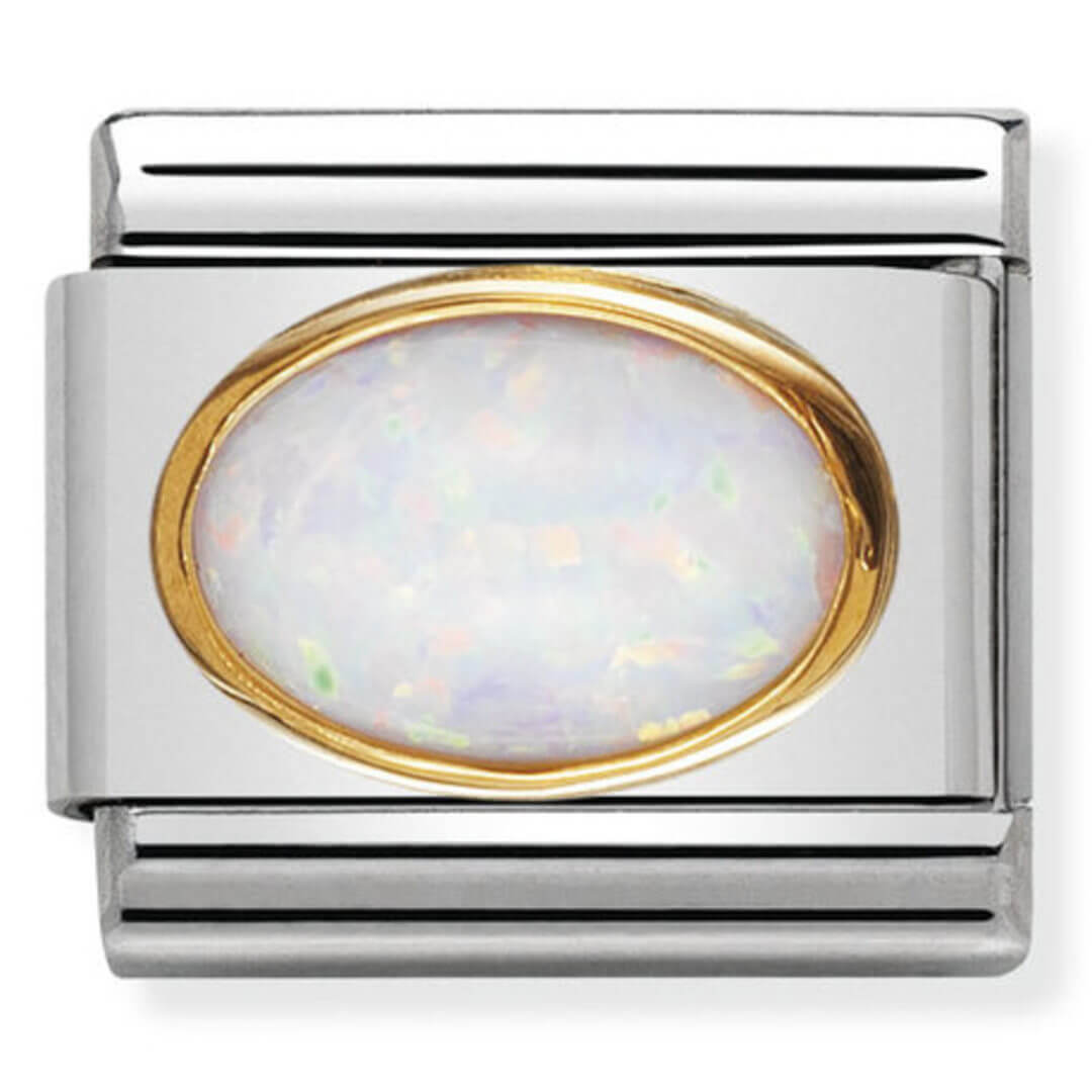 Nomination Gold Oval White Opal (Birthstone of October)