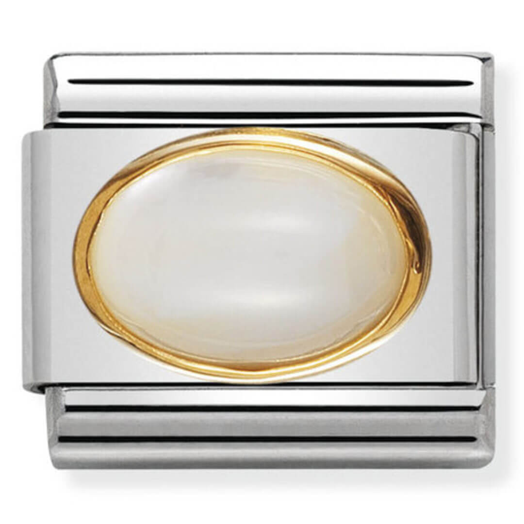 Nomination Gold Oval White Mother of Pearl (Birthstone of June)