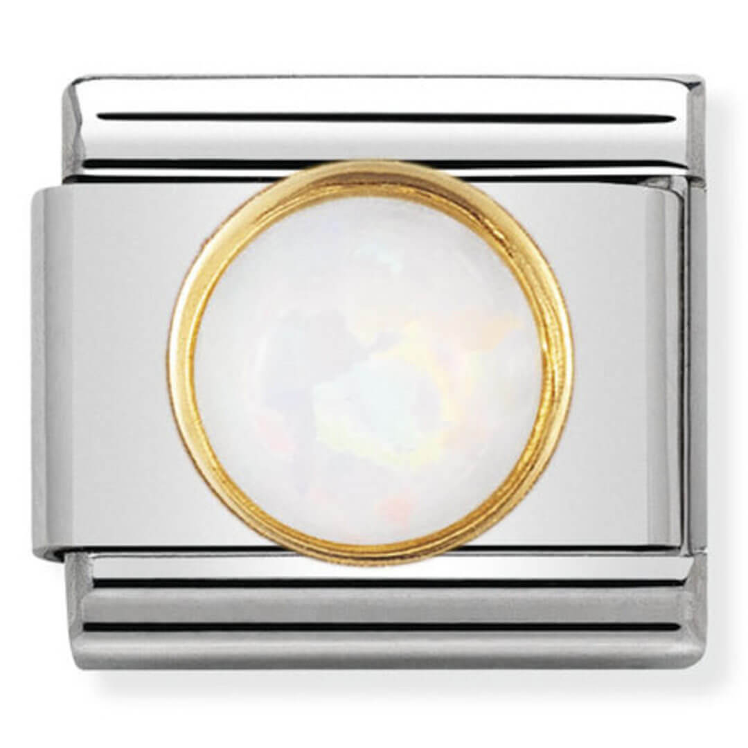 Nomination Gold Round White Opal (Birthstone of October)