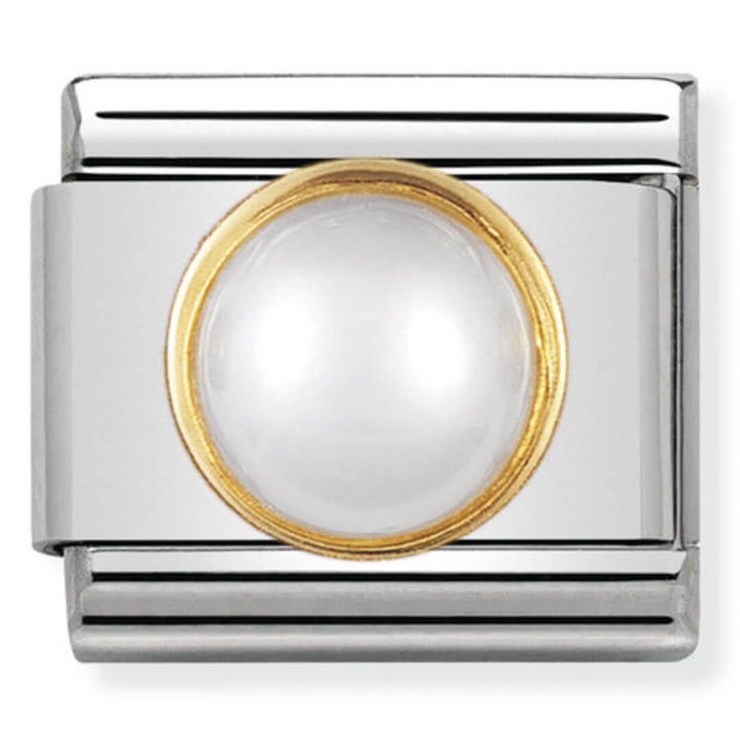 Nomination Gold Round White Mother of Pearl (Birthstone of June)