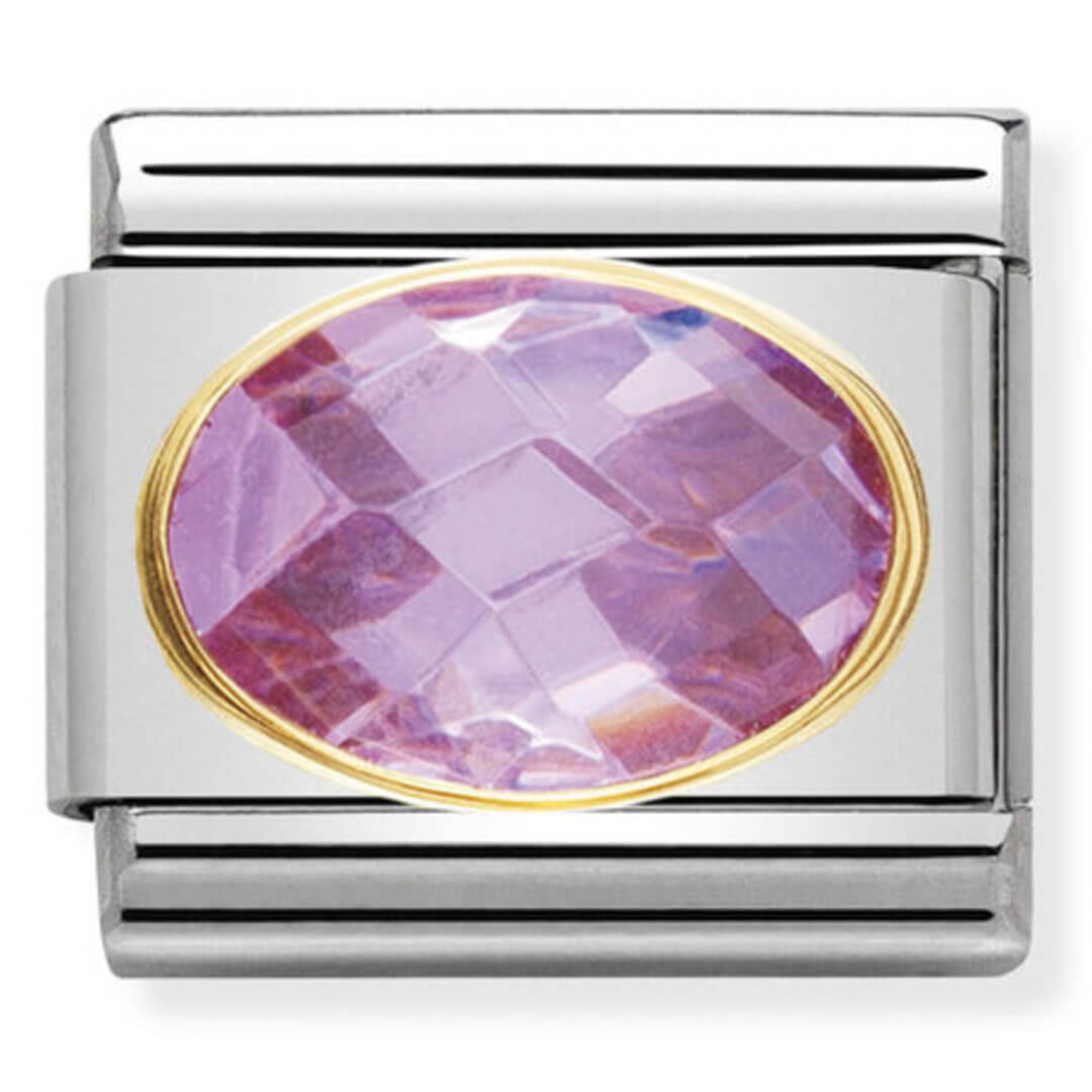 Nomination Gold Faceted Oval Pink