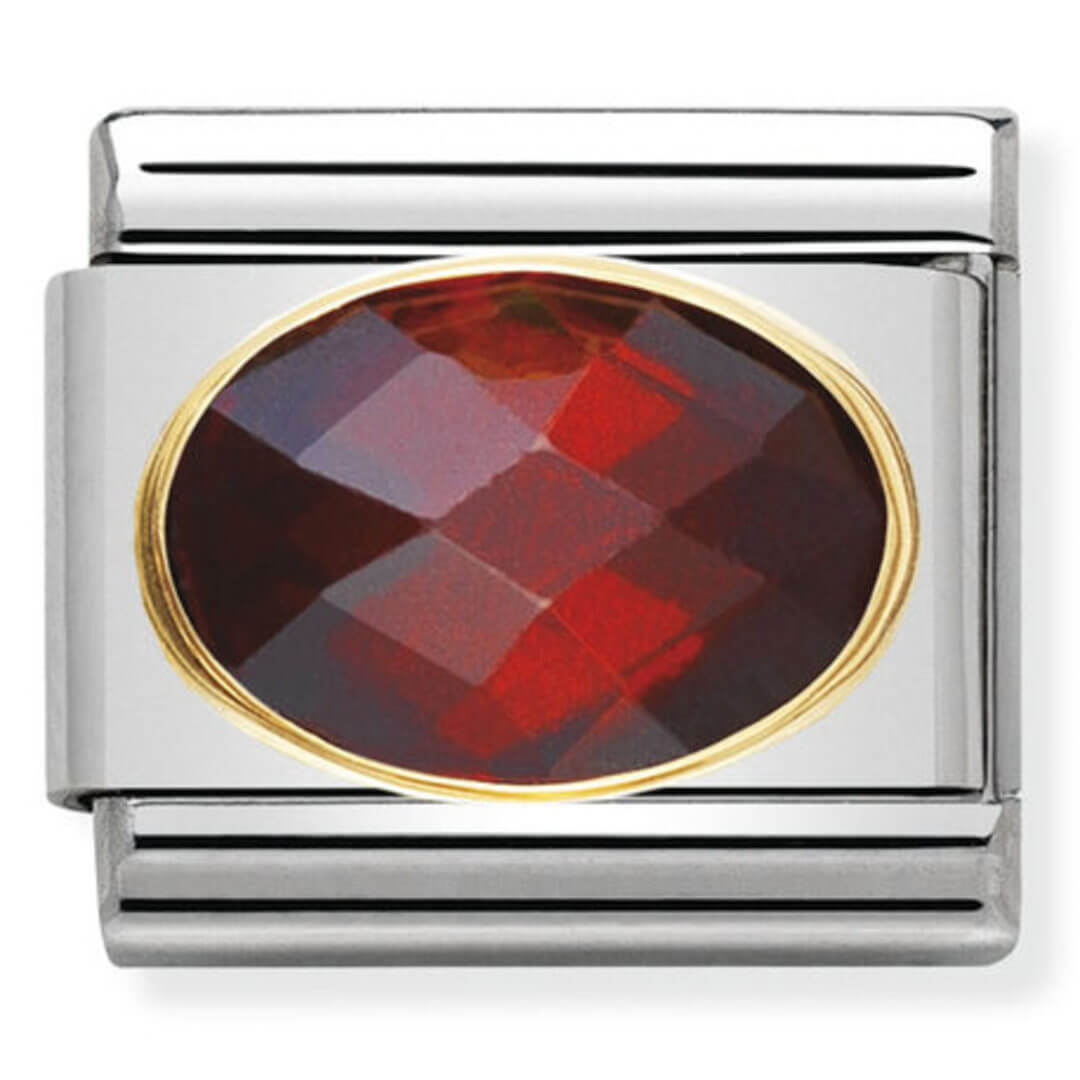 Nomination Gold Faceted Oval Red