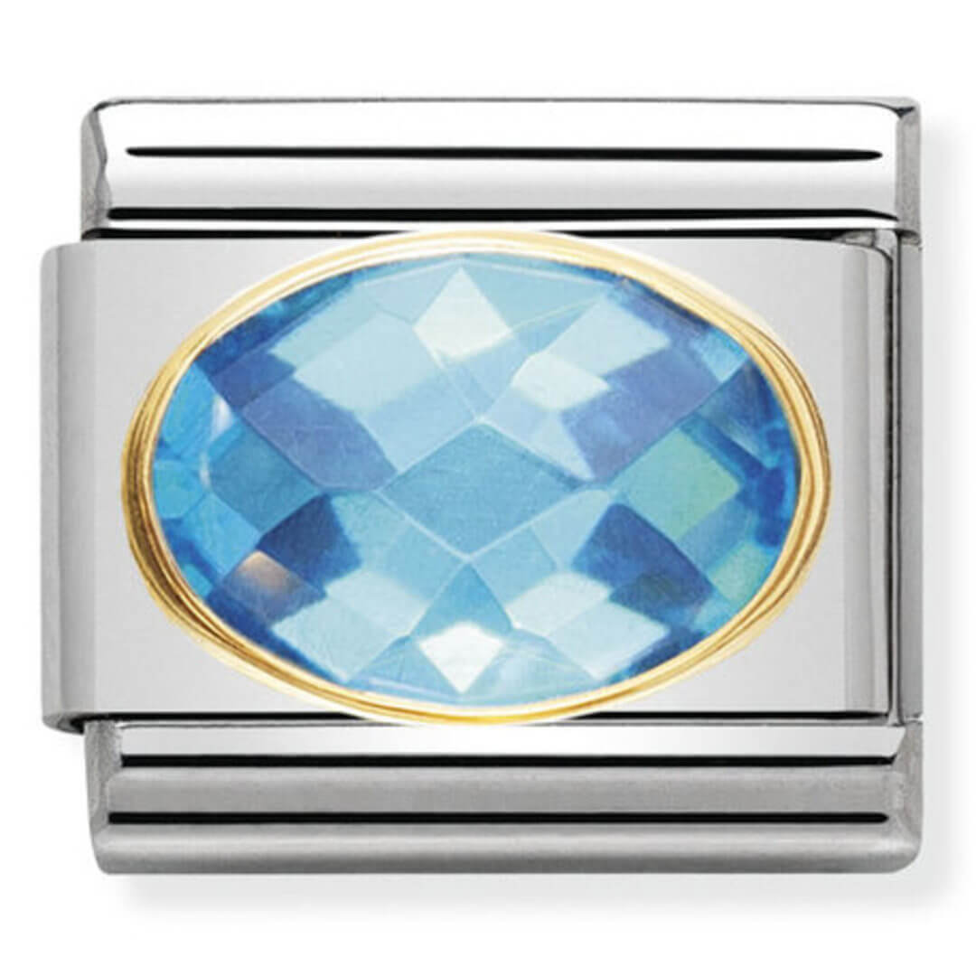 Nomination Gold Faceted Oval Light Blue