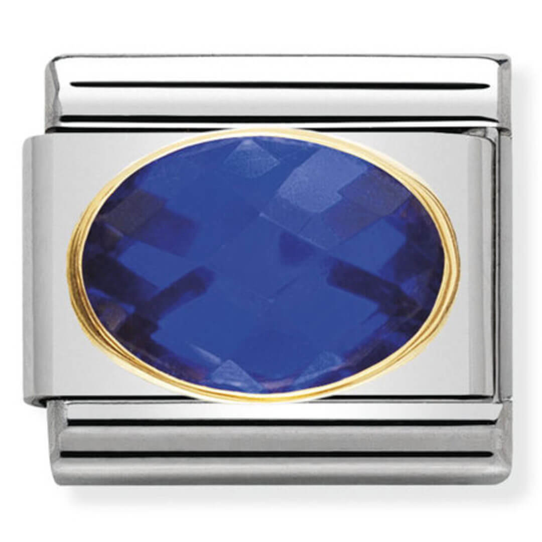 Nomination Gold Faceted Oval Blue