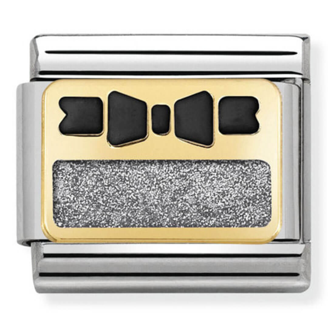 Nomination Gold Black Bow With Silver