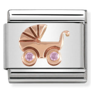 Nomination Rose Gold Pram with Pink CZ