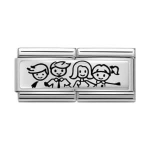 Family of four Nomination charm with boy & girl