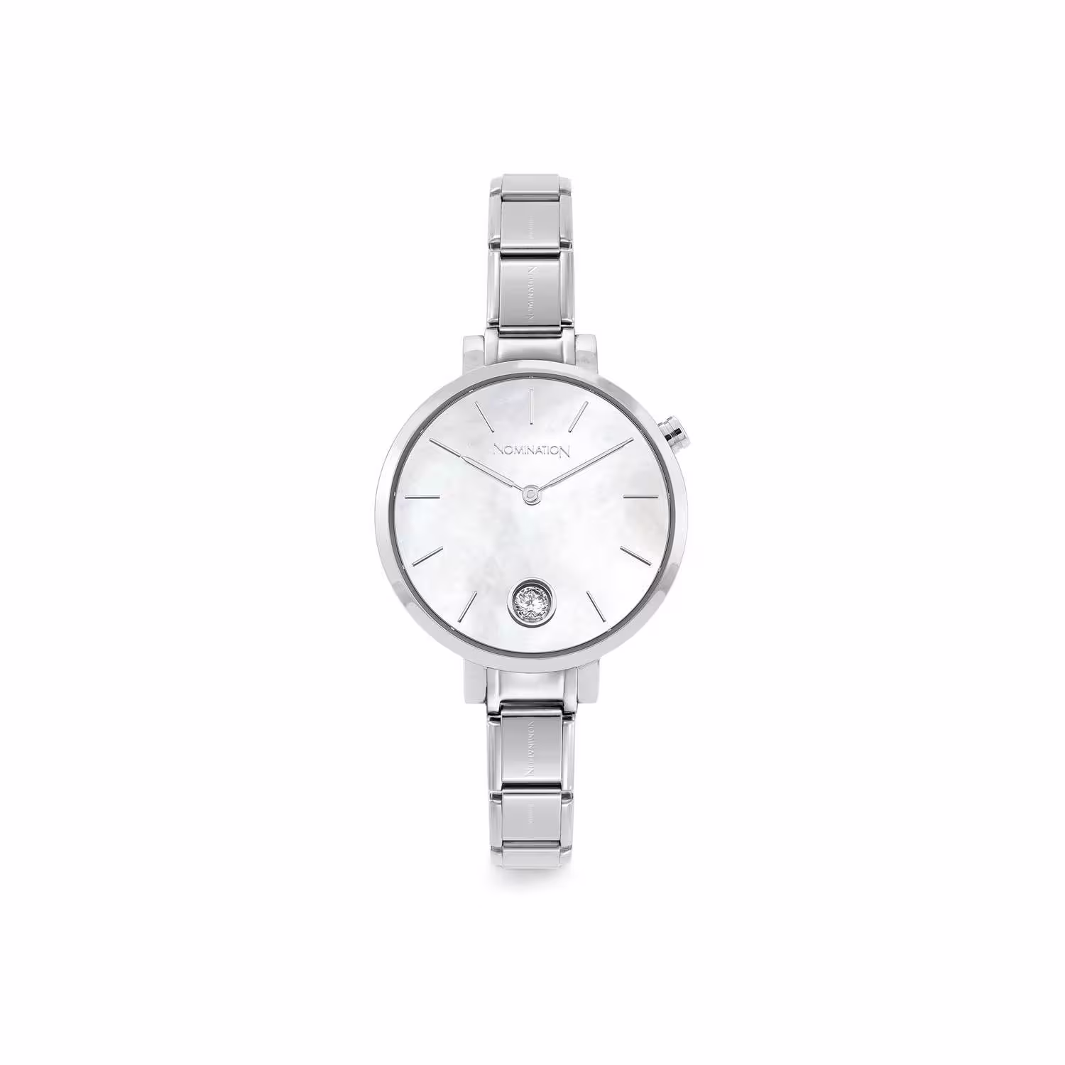 Nomination Classic Stainless Steel Watch With Round Mother of Pearl CZ Dial