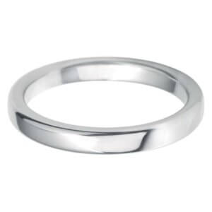 Classic Round Flat Wedding Band - White 4mm