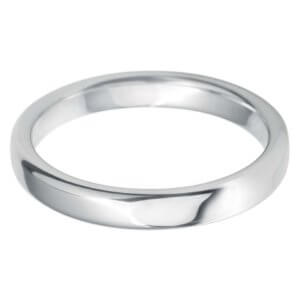 Classic Round Flat Wedding Band - White 4mm