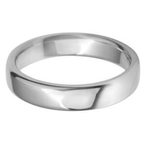 Classic Round Flat Wedding Band - White 4mm