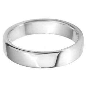 Classic Round Flat Wedding Band - White 4mm