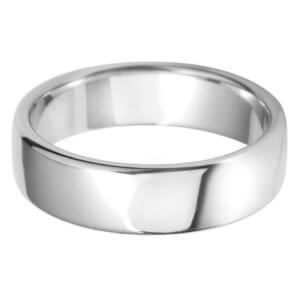 Classic Round Flat Wedding Band - White 4mm