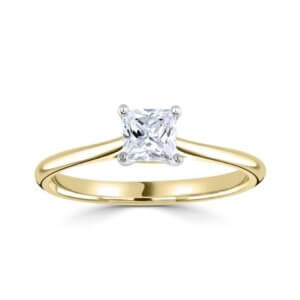 Dearest - 18ct Yellow Gold Diamond engagement ring  with 0.32ct Square Princess cut Diamond Centre