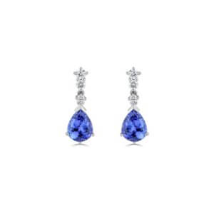 Pear Tanzanite with Diamond accent earrings set in 18ct White Gold