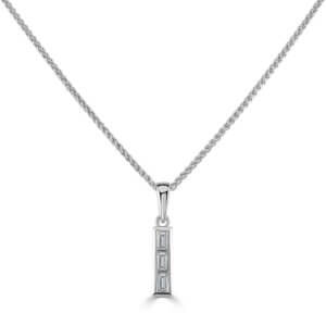 Art Deco Inspired Baguette cut Diamond Pendant made in 18ct White Gold