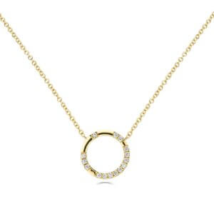 Diamond Bar Circle Pendant made in 18ct Yellow Gold