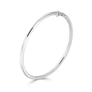 3mm Round Solid Bangle with Hinge made in 9ct White Gold