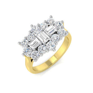 Pre-Owned Boat Style Diamond cluster ring made in 18ct White and Yellow Gold