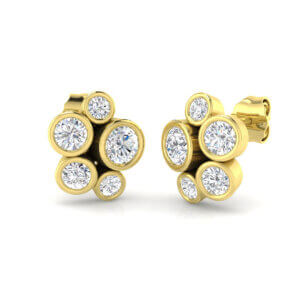 Pre-Owned Diamond Cluster Earrings made in 18ct Yellow Gold