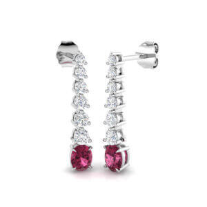 Pre-Owned Pink Tourmaline and Diamond Drop Earrings made in 18ct White Gold
