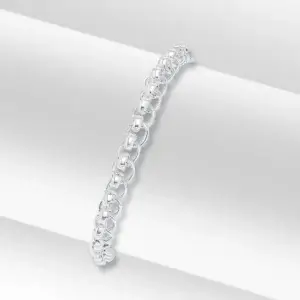 Sterling Silver Handmade 6.7mm Rollerball Chain Bracelet 7.5 inch