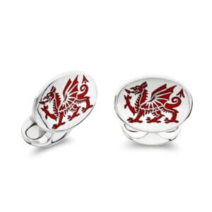 Deakin & Francis Sterling Silver Red Welsh Dragon Cufflinks