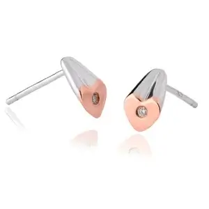 Clogau Cariad Diamond earrings in Silver/Rose Gold 3SCTE