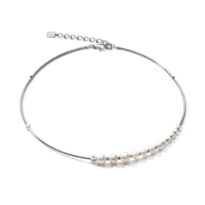 Coeur De Lion Necklace Asymmetry freshwater pearls & stainless steel white-silver 1102/10-1417