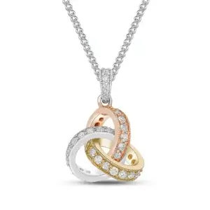 18CT Three Tone Yellow, Rose & White Gold Diamond Knot Pendant