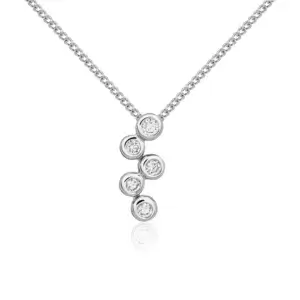 18CT White Gold Diamond Bubble Pendant 0.24ct