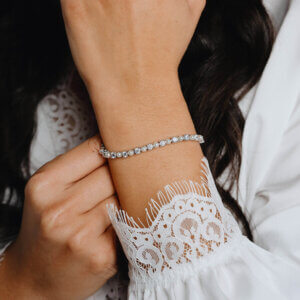 Diamonfire Pearl and Cubic Zirconia Tennis Bracelet