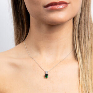 Diamonfire Oval Green Zirconia Drop Pendant
