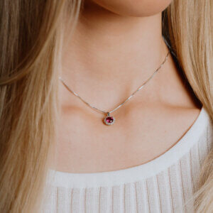 Diamonfire Ruby Red Zirconia Halo Necklace