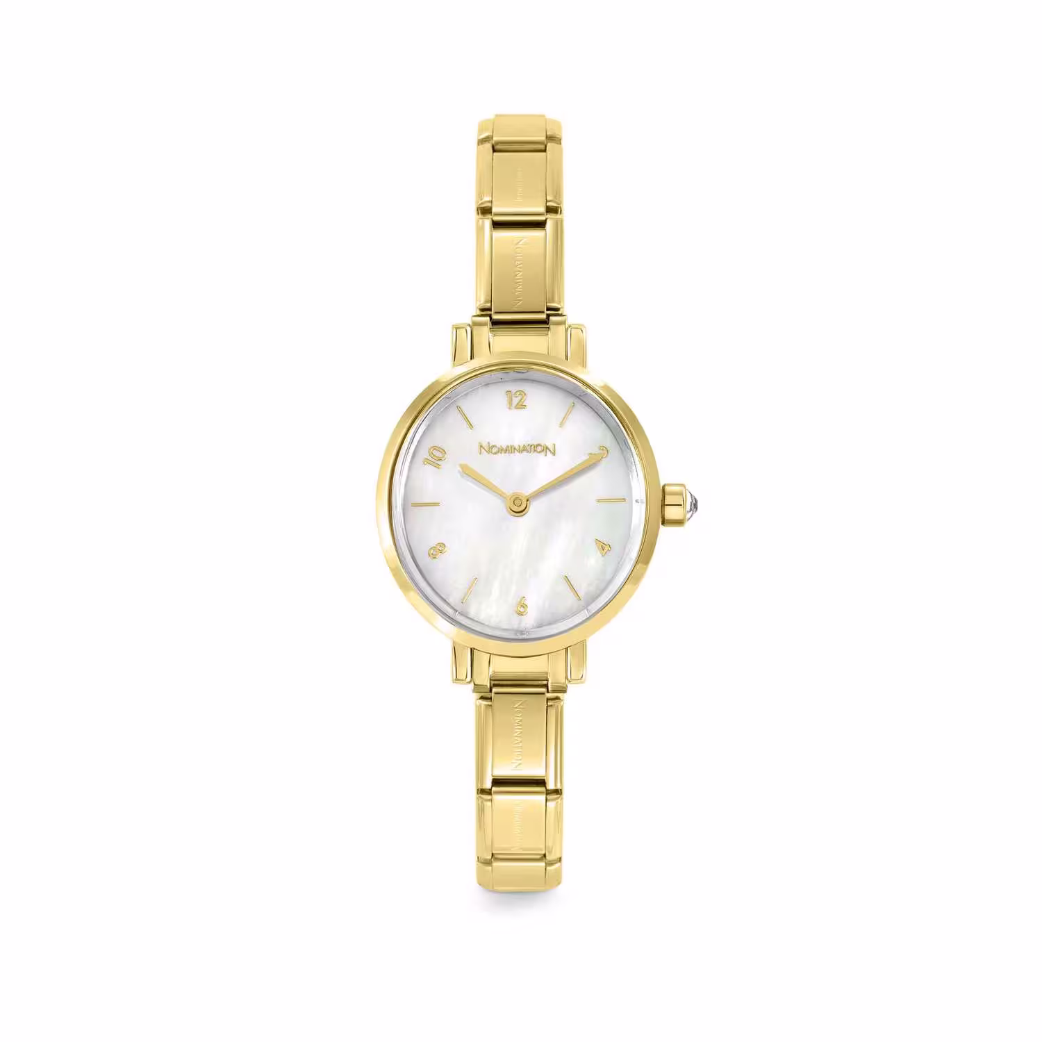 Nomination Classic Stainless Steel Time yellow PVD oval watch, White Mother of Pearl 076041/008