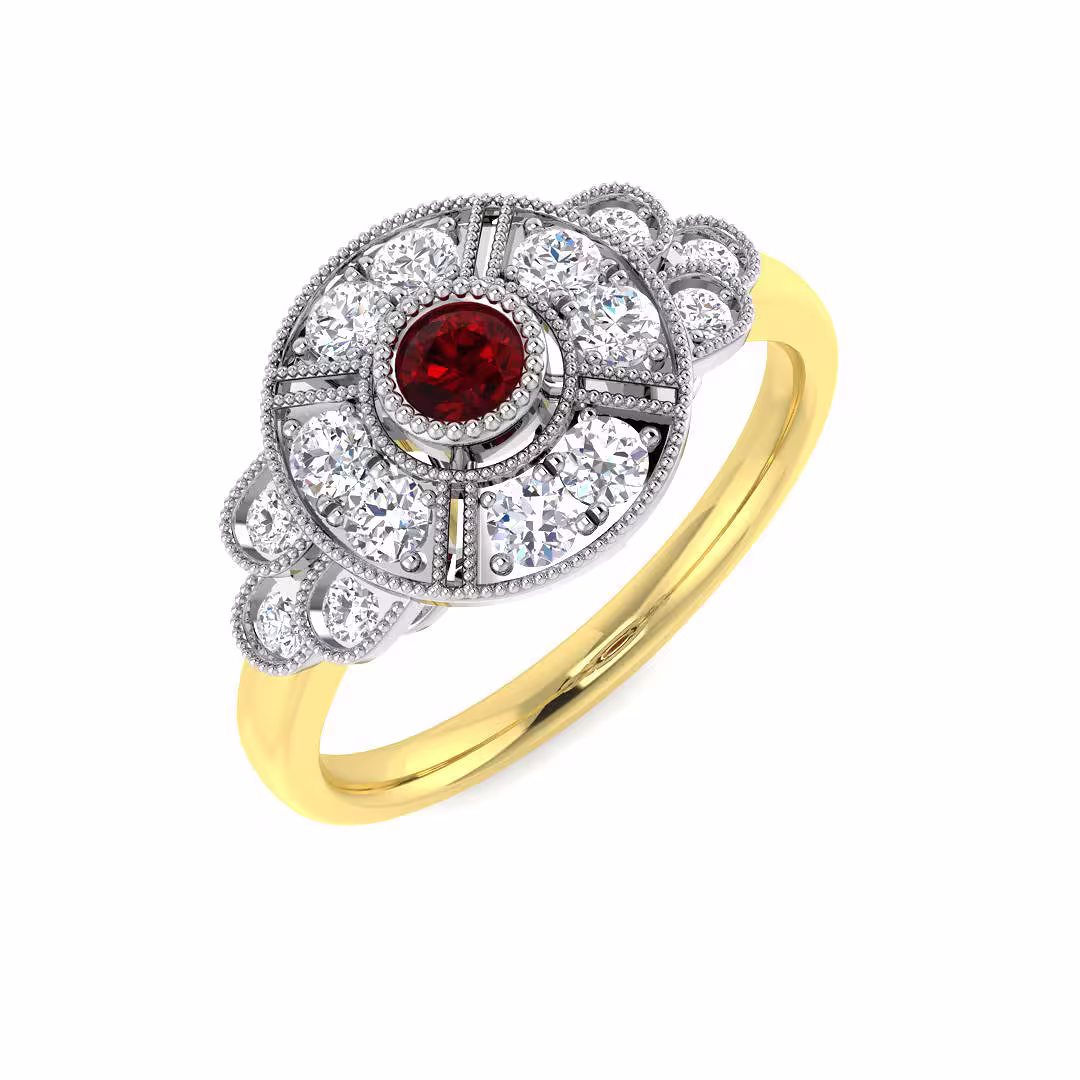 Pre-Owned Ruby and Diamond Art Deco style ring