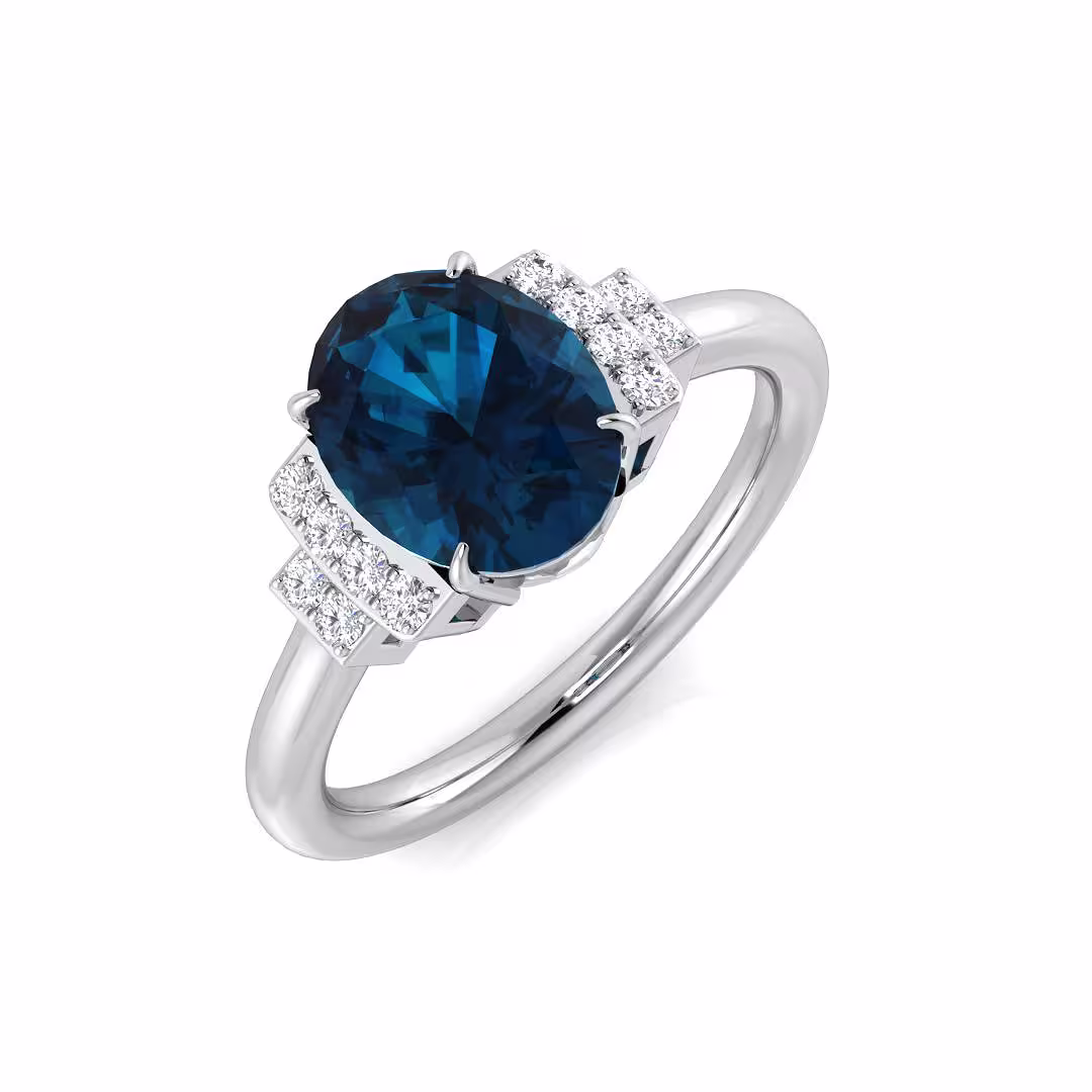 Pre-Owned London Blue Topaz and Diamond ring in 9ct White Gold