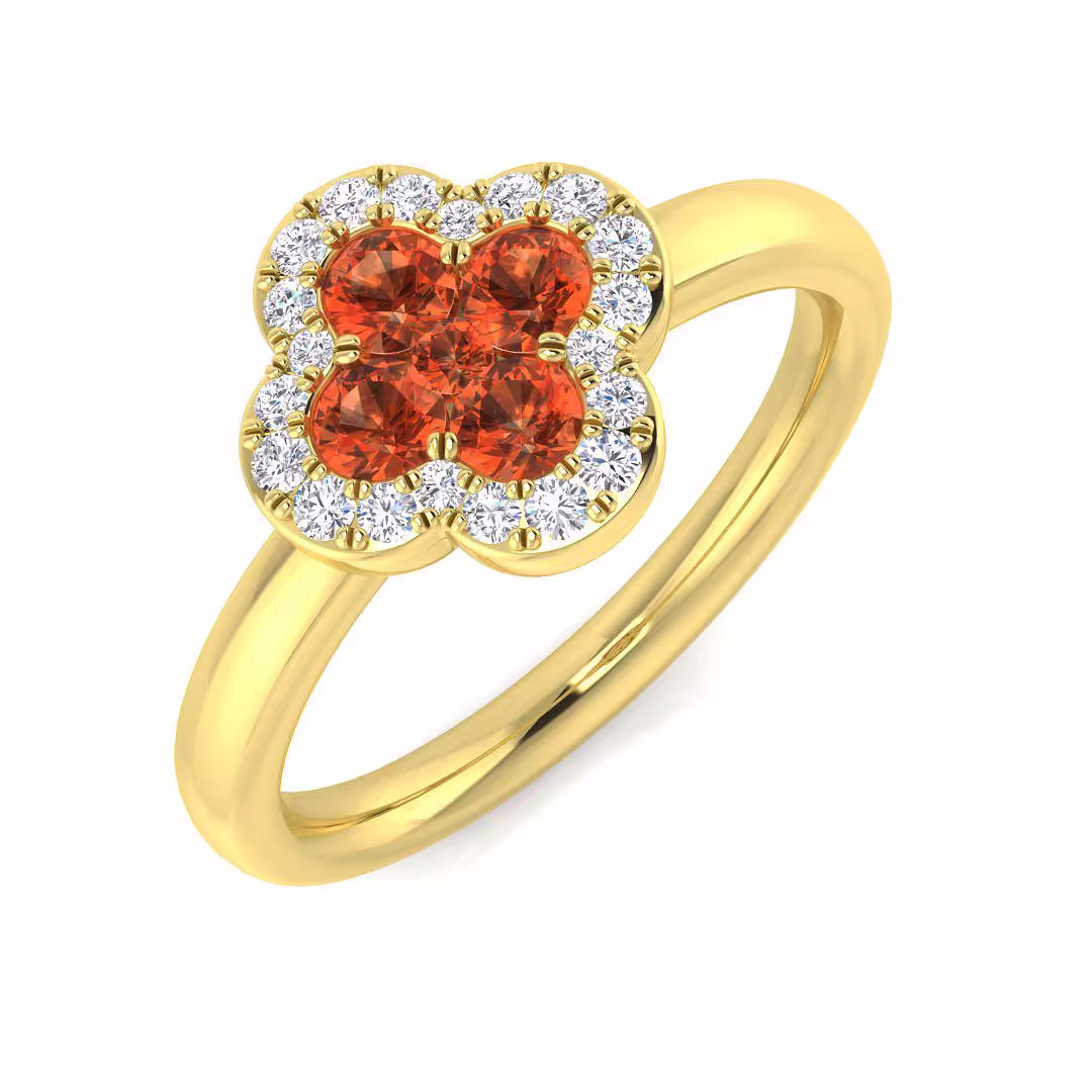 Pre-Owned Orange Sapphire and Diamond ring made in 18ct Yellow Gold