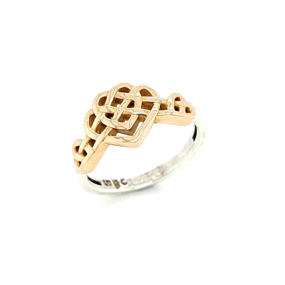 9ct Rose and Silver Celtic Heart Design Ring