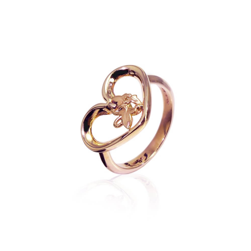9ct Rose Gold Open Heart Ivy Ring