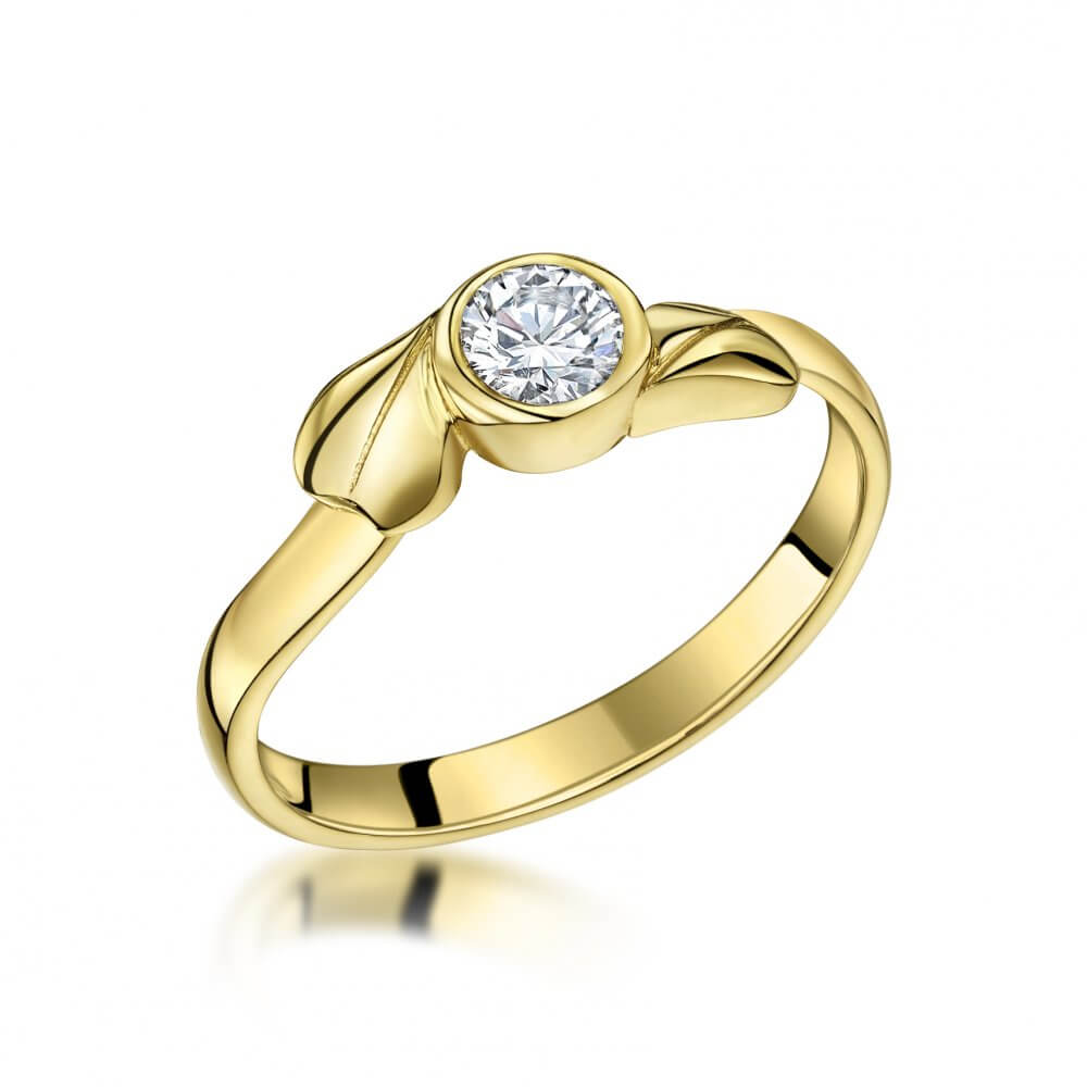 9ct Yellow Gold Ivy Twist Diamond Solitaire Ring