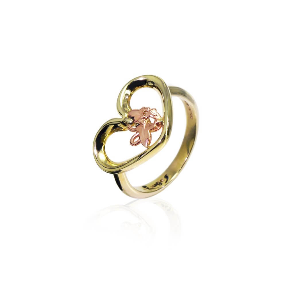 9ct Yellow & Rose Gold Open Heart Ivy Ring