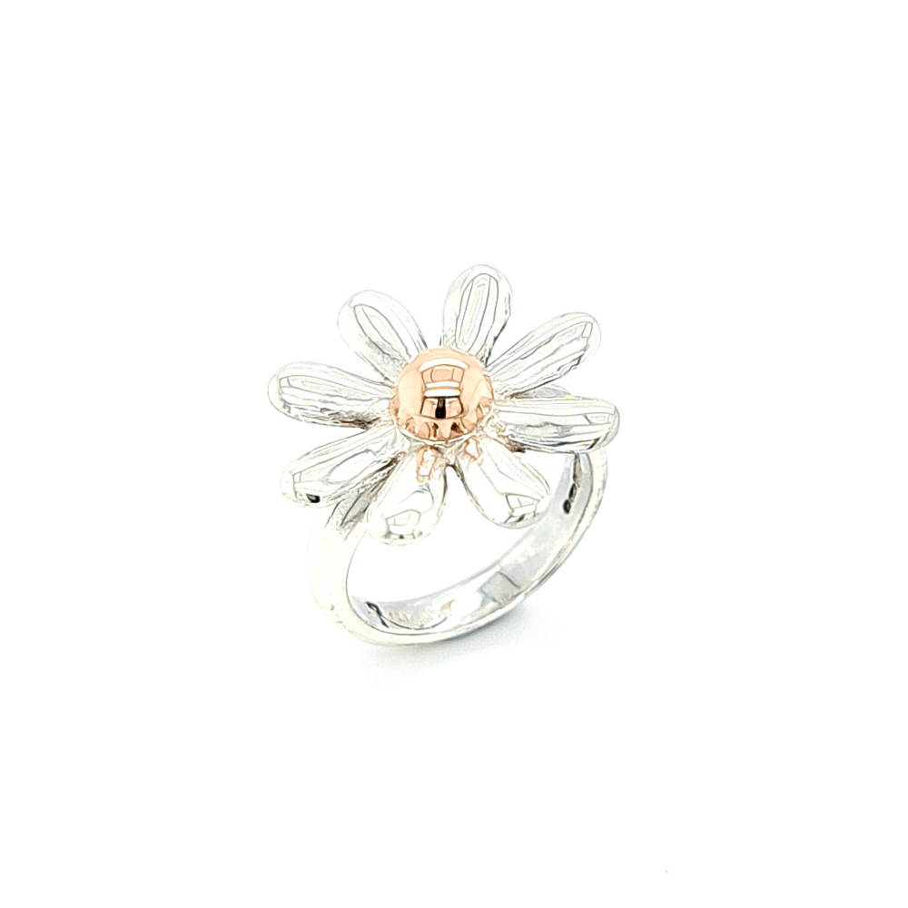 Silver & 9ct Rose Gold Celtic Daisy Ring