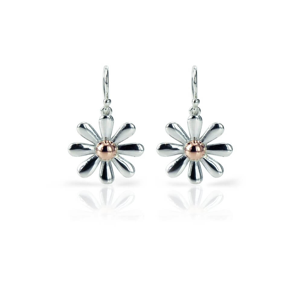 Silver & 9ct Rose Gold Celtic Daisy Earrings