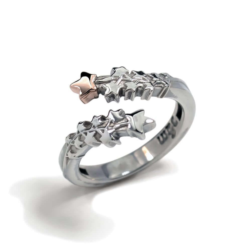 Silver & 9ct Rose Gold Trailing Ivy Twist Ring