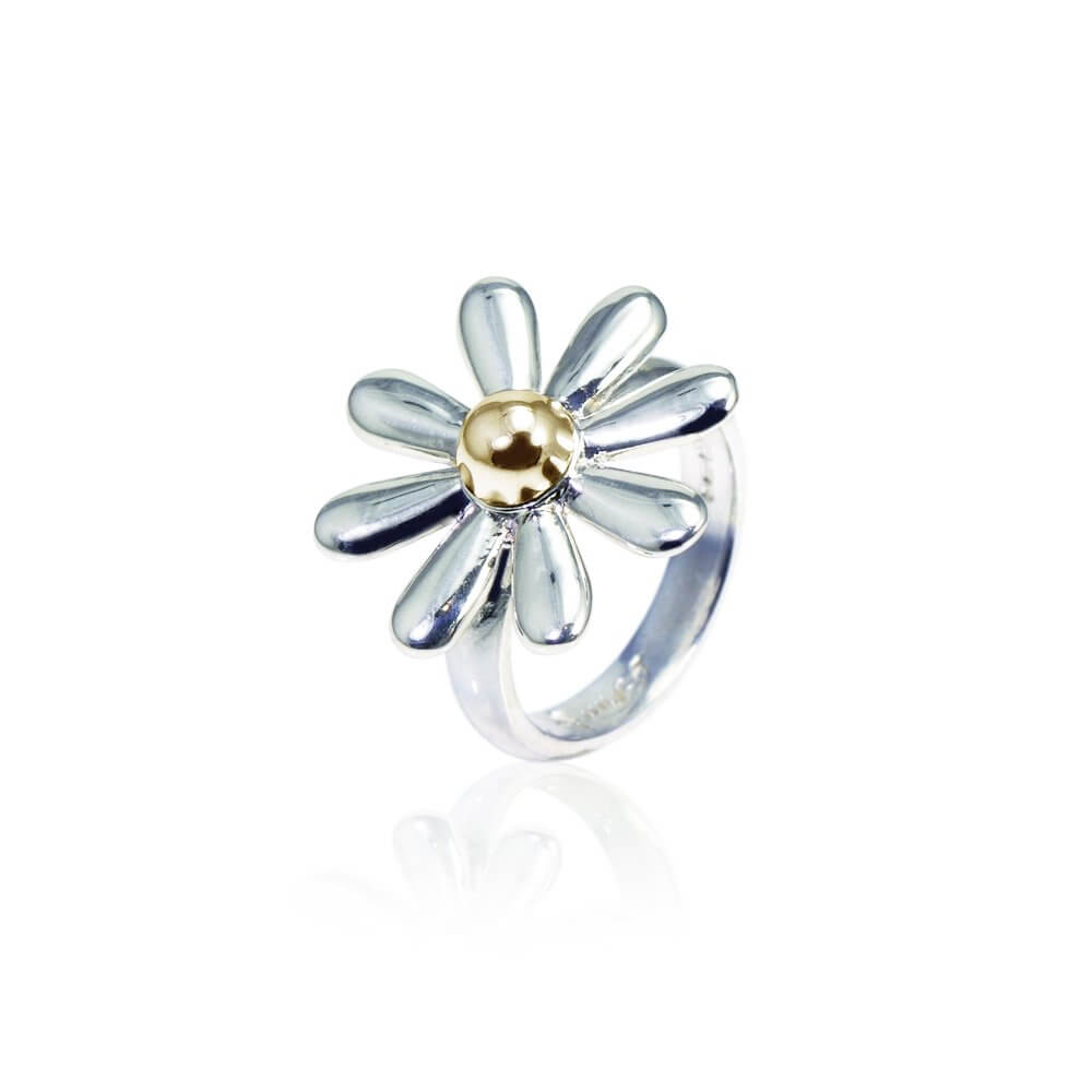 Silver & 9ct Yellow Gold Celtic Daisy Ring